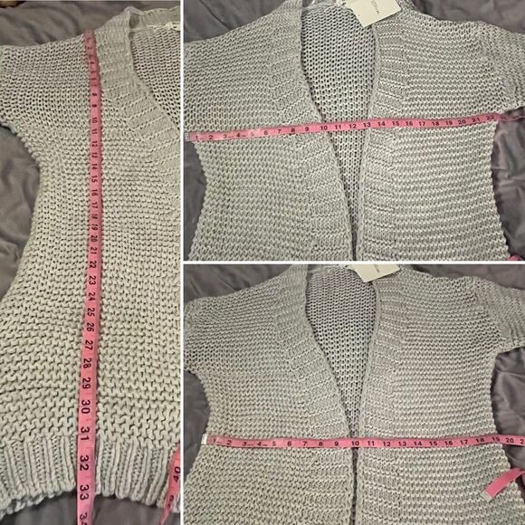 Miracle Relax More Grey Midi Cardigan Tie Chunky Knit M/L - Picture 11 of 13